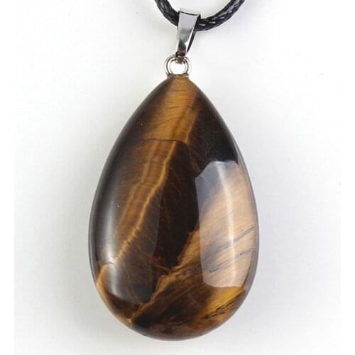 Trendy-beads Summer Style Silver Plated Natural Tiger Eye Stone Water Drop Modern Pendants Charms Jewelry