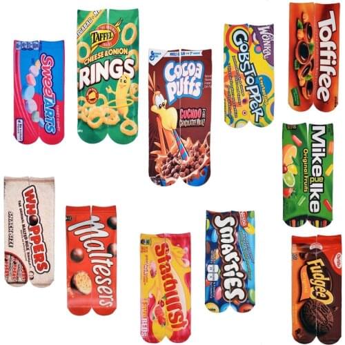 11 Style Mens Socks 3D Creative Foods Chips Printing Snack Happy Socks Men Funny Harajuku Casual Cotton Fashion Long Socks 2702