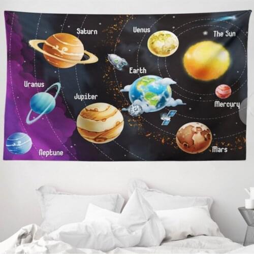 Space Mikrofiber Large Wall Tapestry Solar System Patterned Educational Cloth Decorative Wall hanging 230cm x 140cm