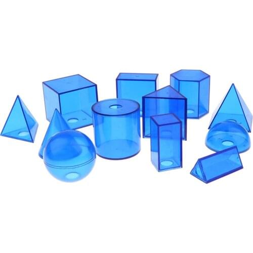 12pcs Geometric Plastic Blocks Mathematics Teaching Aid Math Learning Educational Toys for Children Kids Student