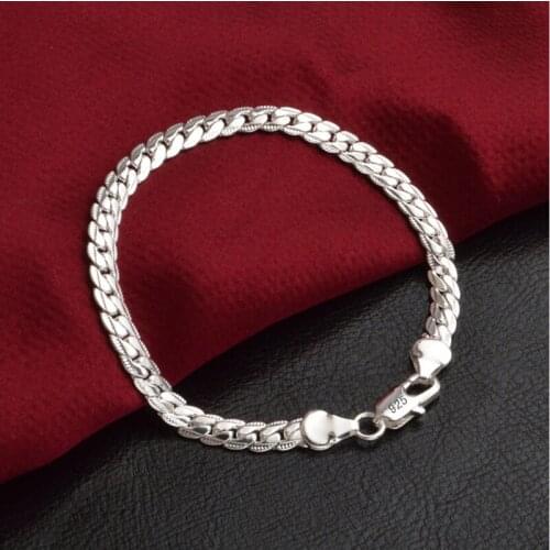 Silver Plated Fashion Snake Chain 5 mm Width Bangle Jewelry Trendy Men Bracelets