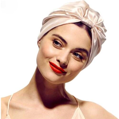 2021 Silk Salon Bonnet Hats For Women Girls Sleep Shower Cap Both Towel Hair Dry Quick Elastic Care Bonnet Head Wrap Hat кепка