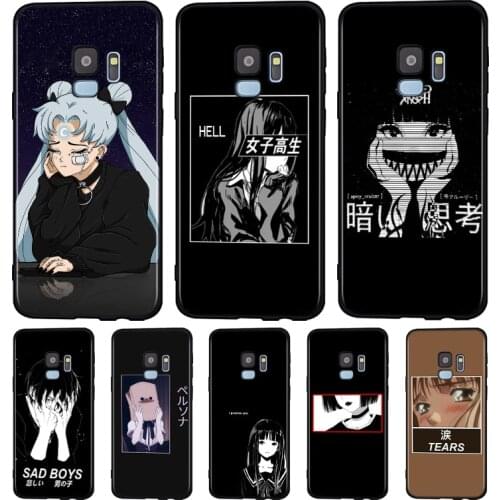 Sad Japanese Anime Aesthetic Silicone Case For Samsung Galaxy A9 A8 A7 A6 A6S A8S Plus A5 A3 Star 2018 2017 2016 Phone Case
