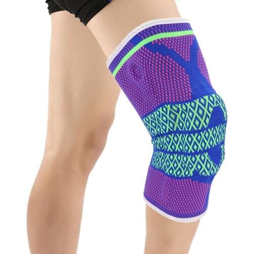 COYOCO Silicon Spring Support Knee Pad Brace 1 Pair Leg Arthritis Injury Knee Pad Warm Blue Rose Green Pattern Meniscus Kneepad