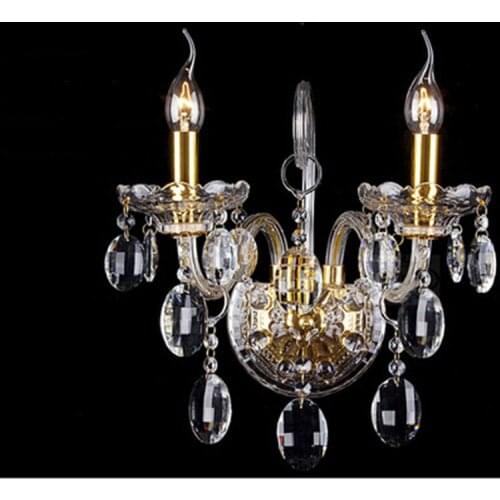 Dining room led wall light hotel fixtures Gold crystal wall lamp bedroom cristal luminaria bedside indoor wall Sconce mirror LED