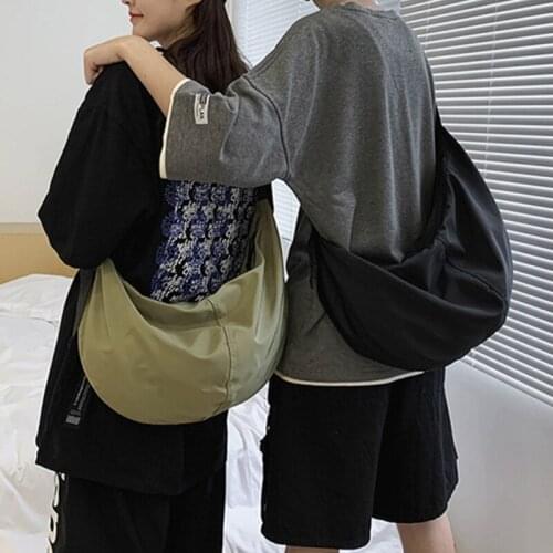 Crossbody Bag Unisex Fashion Dumpling Shaped Shoulder Bag Handbag Nylon Messenger Handbags with Adjustable Strap