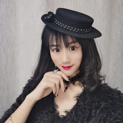 French elegant high-end wool hat Headwear Accessories for women bow stage dance party hats fascinators