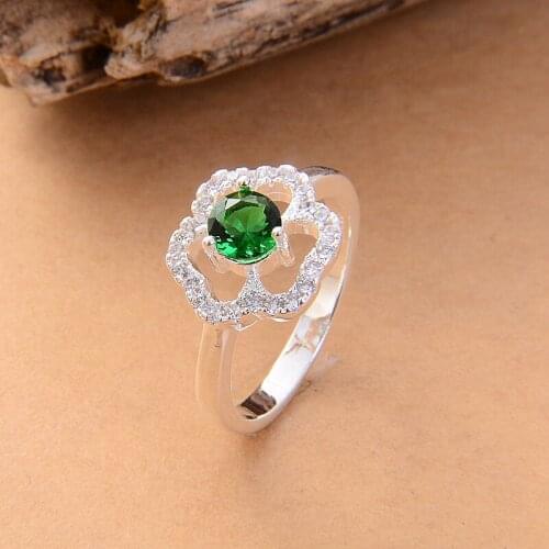 Hainon High Quality Natural Crystal Cubic Zirconia Silver Color Rings For Women Fashion Jewelry Wedding Flower Rings