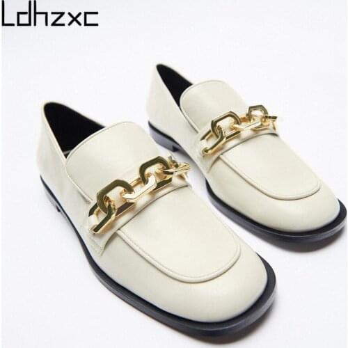 LDHZXC 2021 Spring Autumn Women Shoes Platform Round Toe British Style Female Single Shoes Square Women Low Heels Pumps