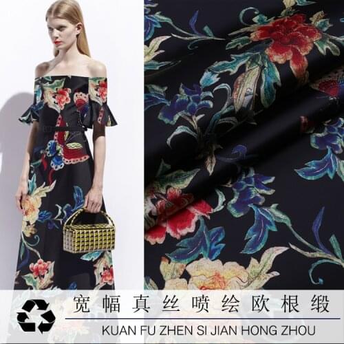Butterfly peony stiff digital printing silk organza satin fabric mulberry silk canopy awning fabric