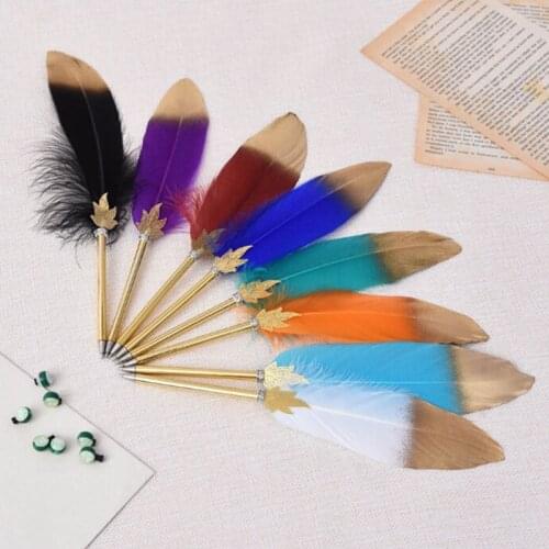 0.5mm Black Student Ball Point Pen Stationery Gifts Colorful Elegant Feather Ballpoint Pen Cute Feather Signature Pens Fashion