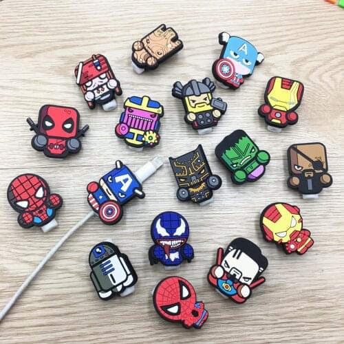 1pcs Marvel Avenger Cable Protector Management Data Line Organizer Clip Protetor De Cabo Cable Winder For iPhone Android