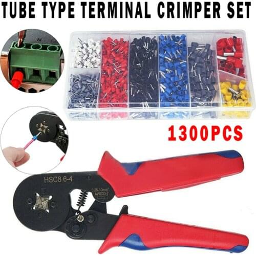 1300Pcs Tube Terminal Crimping Pliers Set Tubular Terminal Crimping Pliers Hand Tool Mini Wire End Ferrule Terminals Pliers Kit