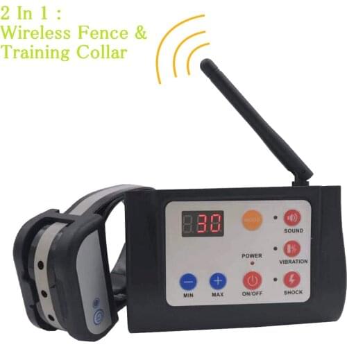 2 In 1 Pet Dog Wireless Fence Training Collar Outdoor Electric Pet Containment System Waterproof Reflective E Collar Harmless