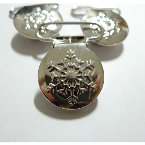 25pcs Silver Color SNOW FLAKE Enamel Suspener Clips