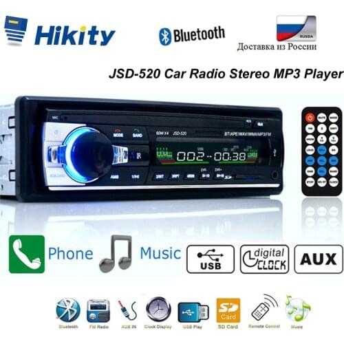 Hikity Bluetooth Autoradio 12V Car Stereo Radio FM Aux-IN Input Receiver SD USB JSD-520 In-dash 1 din Car MP3 Multimedia Player