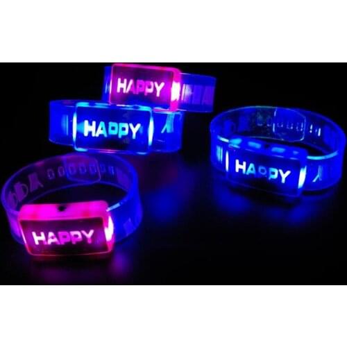 Wrist Bracelets Led Dance Led Light Up Toys Glow happy Bracelet Flashing Wrist Band Toy Christmas Festival Event Party Supplies