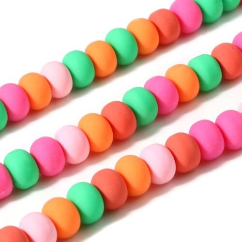 9mm Polymer Clay Beads Round Multicolor Loose Spacer Beads DIY Making Bracelets Jewelry Findings,1Strand (Approx 66 PCs/Strand)