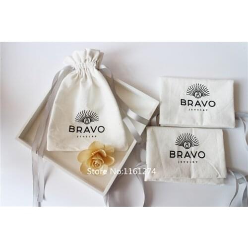 Customized Logo black cotton bag with one color logo 10*20cm gift Bags Gift Jewellry drawing Pouch