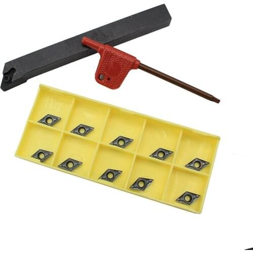 DCMT070204-MV LF6018 10PCS+1PCS SDJCR1010H07 carbide insert for CNC Lathe Turnning cutter holder turning tools holder