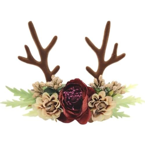 Deer Ears Children Headbands Girl Flower Head Ornament Christmas Antler Headdress Funny Hair Accessories Bandeau