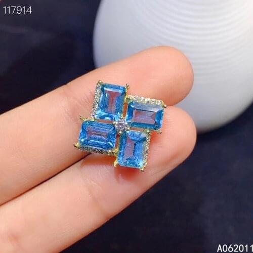 KJJEAXCMY fine jewelry natural blue topaz 925 sterling silver noble girl pendant necklace chain support test hot selling