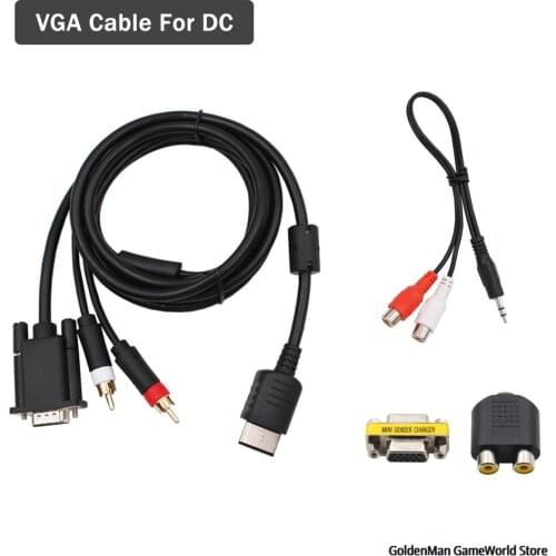 VGA Cable for SEGA DC DreamCast to VGA monitor and RCA Audio + 3.5mm to 2-Male RCA Adapter