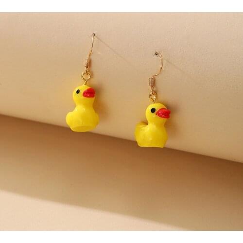 Korean Fashion Earings 2021 Little Yellow Duck Earrings for Women Long Pendant Earring Jewelry Wholesale Kolczyki Kpop