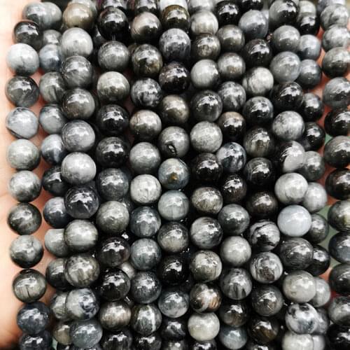 Natural Stone Hawkeye Round Loose Spacer Beads For Jewelry Making Strand 15" DIY Accessorries Beads For Bracelet Necklace Gifts