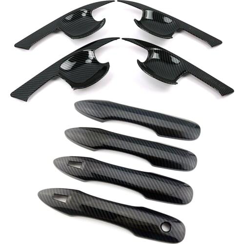 For Toyota Corolla 2019 2020 Carbon Fiber Printed Exterior Side Door Handle Cover Moulding Chrome Door Bowl Trim Frame Bezel