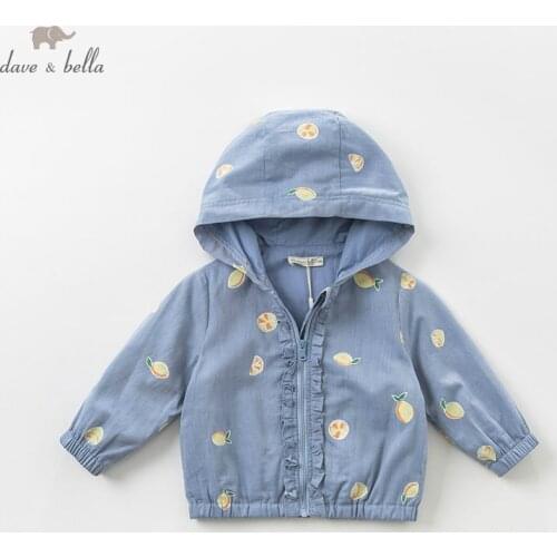 DBA9359 dave bella spring baby girl lovely jacket children fashion outerwear kids lemon coat