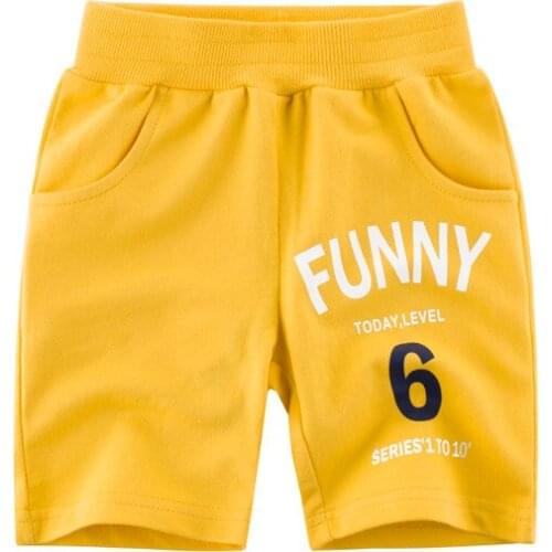 Summer Children Baby Boy Shorts Yellow Letter Solid Short Pants Cotton Breathable Quick Dry Beach Pant