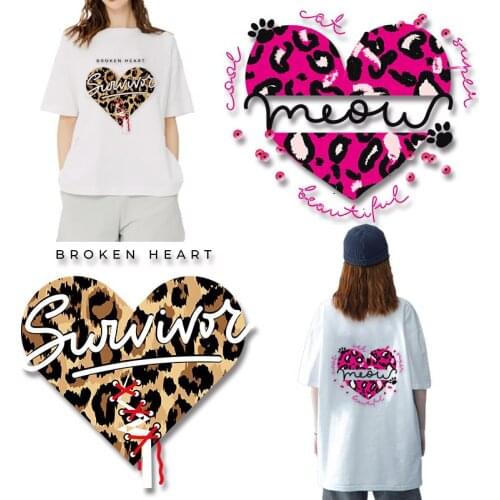 Love Heart Heat Transfer PVC Patch Heat-sensitive Iron Washable Stickers Stickers Printed Decoration DIY Appliques