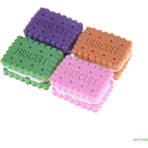 Cute Creative Novelty Pencil Eraser Colorful Kawaii Biscuit Eraser Student Teaching Office Supplies Korean-style Stationery 4pcs