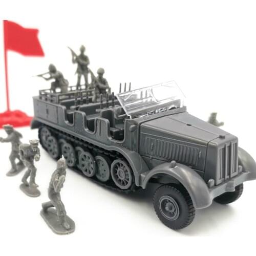 1:72 Scale German Military Sd.Kfz.7 Half-Track Vehicle Plastic Assembly Model Armored Car With Soldiers Model Toys For Children