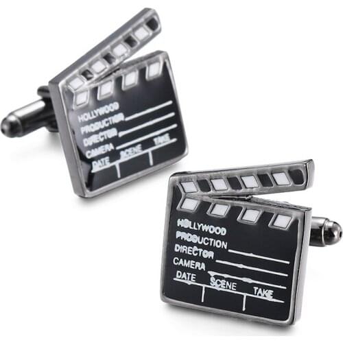 HYX Jewellery Black film continuity style brand cufflinks male French shirt cuff links Fashion for mens button Christmas Gift