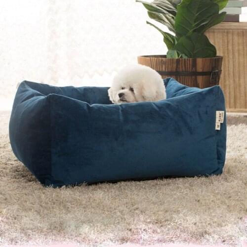 Soft Velvet Pet Dog Beds Warm Deep Sleep Dog Nest Pad Puppy Kennel House Mats Cat Bed Square Basket For Small Medium Dogs
