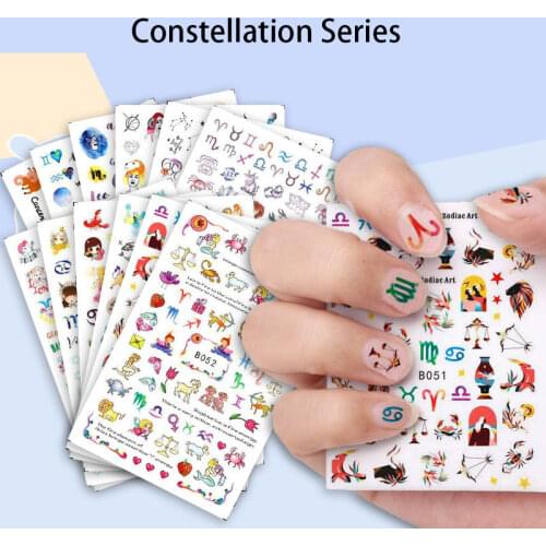 Constellation Stickers Sliders For Nails Star Starry Sky Manicure Paper Heart Geometry Nail Art Accessories