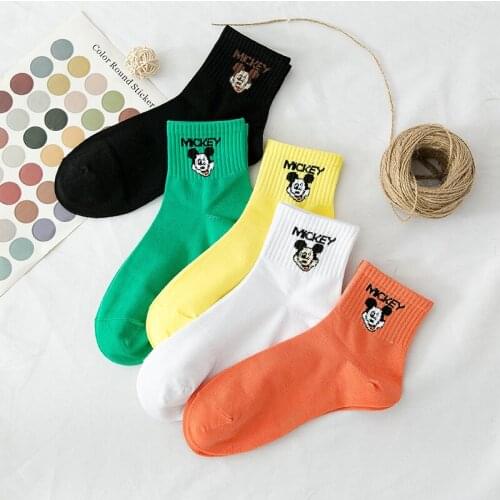 5 pairs/Disney Cartoon Anime figure Mickey minnie mouse tube socks Cartoon sock casual xxx boys and girls princess socks