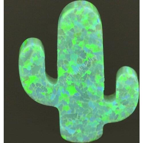 Op11 Kiwi Green Synthetic Cactus Opal Stone 11*13mm Synthetic Fire Opal stone with side hole for DIY Jewelry