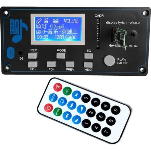 Audio Bluetooth 5.0 Mp3 Player Board With Radio FLAC APE Digital Hifi USB LCD Aux LRC Folder switch MP3 Decoder Module