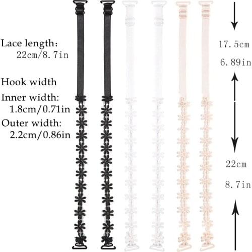 Metal Buckle Bra Straps Belt Womens Elastic Invisible Hollowed Lace Flower Transparent Bra Straps Adjustable Shoulder Straps
