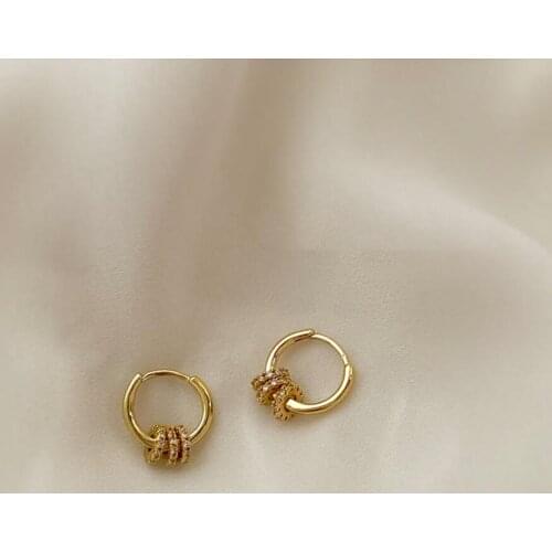 Fashion Simple Sweet Three Circle Zircon Rhinestone Hoop Earrings For Women Party Gifts Exquisite Jewellery Accessories SAE522