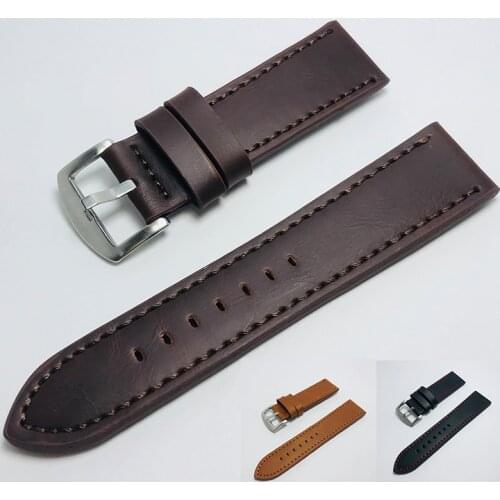 Hot Sale 1pc Fashion Men Women 18mm 20mm 22mm 24mm Cowhide Leather Strap Black Sport Watch Band Universal Waterproof Watchbands