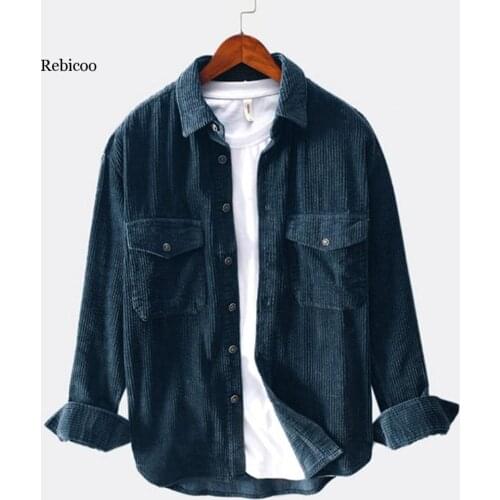 Rebicoo shirt men laple autumn winter tops Long Sleeve mens shirts casual slim fit camisa hombre