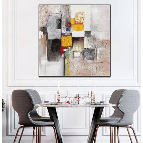Hand Painted Modern Oil Painting Abstract Canvas Painting Orange Yellow Gray White Mural Living Room Entrance Wall Art No Frame