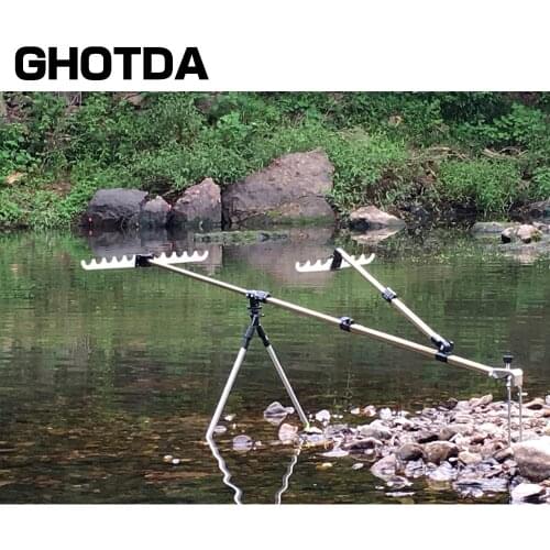GHOTDA Fishing Equipment Telescopic Fishing Rods Holder Stands Folding Aluminum Alloy for Hand Carp Fishing Rods