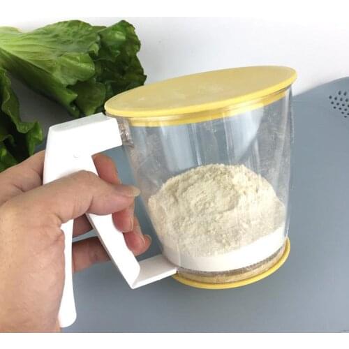 Hand Pressing Flour Sifter Baking Sieve Cup for Powdered Sugar Flour Screen Colander