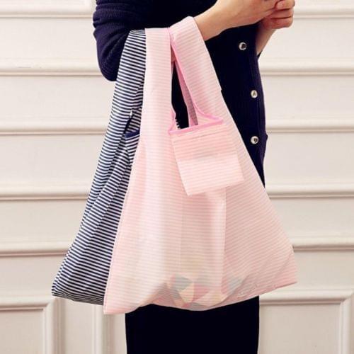 Foldable Shopping Handbags Grocery Bags Large Capacity Reusable Supermarket Bag Striped Storage Bags