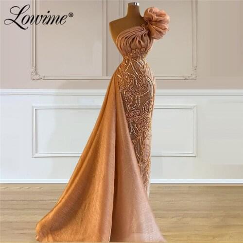 Dubai One Shoulder Evening Dresses 2021 New Arrival Mermaid Long Turkish Beaded Vestidos De Gala Arabic Muslim Moroccan Kaftans